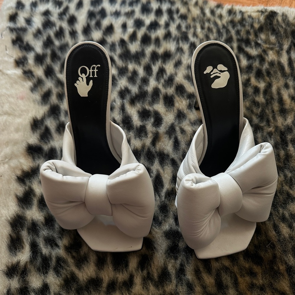 Off-WhiteWhite Bow Slide Heels